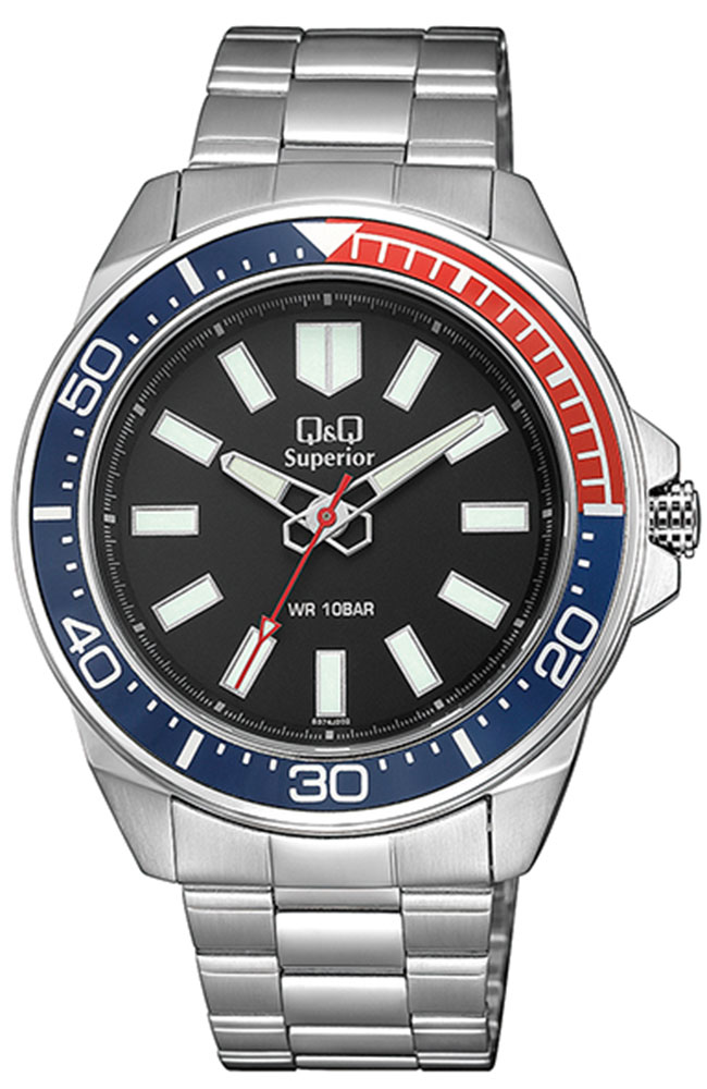 Men's Watch Q\u0026Q Silver Stainless Steel Bracelet S374J202Y - E-oro.gr Q\u0026Q  WATCHES