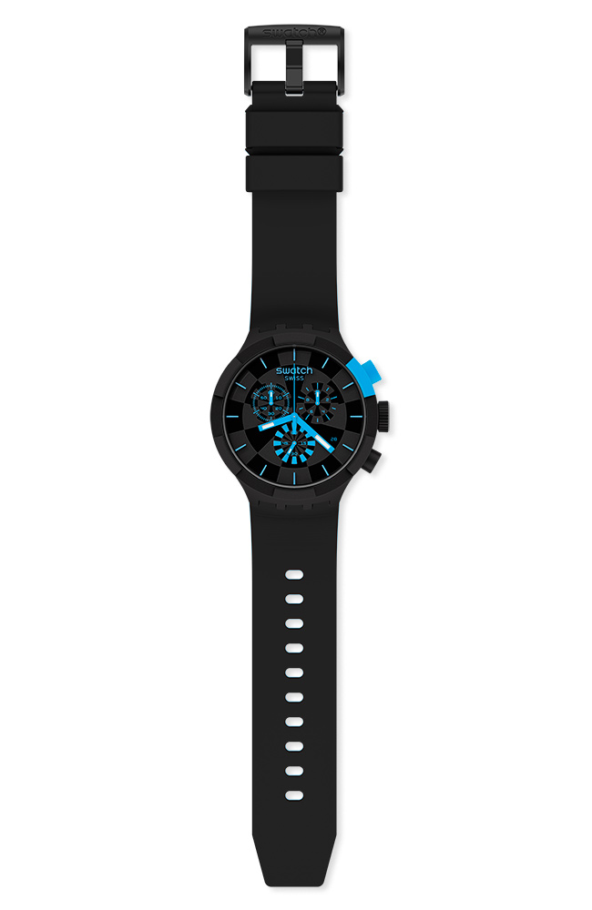 Men's Watch SWATCH Checkpoint Blue Black Rubber Chronograph SB02B401 -  E-oro.gr SWATCH WATCHES