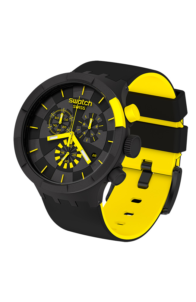 Men's Watch SWATCH Checkpoint Yellow Black Rubber Chronograph SB02B403 -  E-oro.gr SWATCH WATCHES