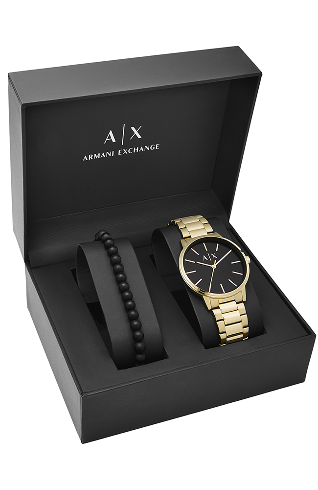 ARMANI EXCHANGE Cayde Box Set Gold Stainless Steel Bracelet AX7119 -  E-oro.gr ARMANI EXCHANGE ΑΝΔΡΙΚΑ ΡΟΛΟΓΙΑ
