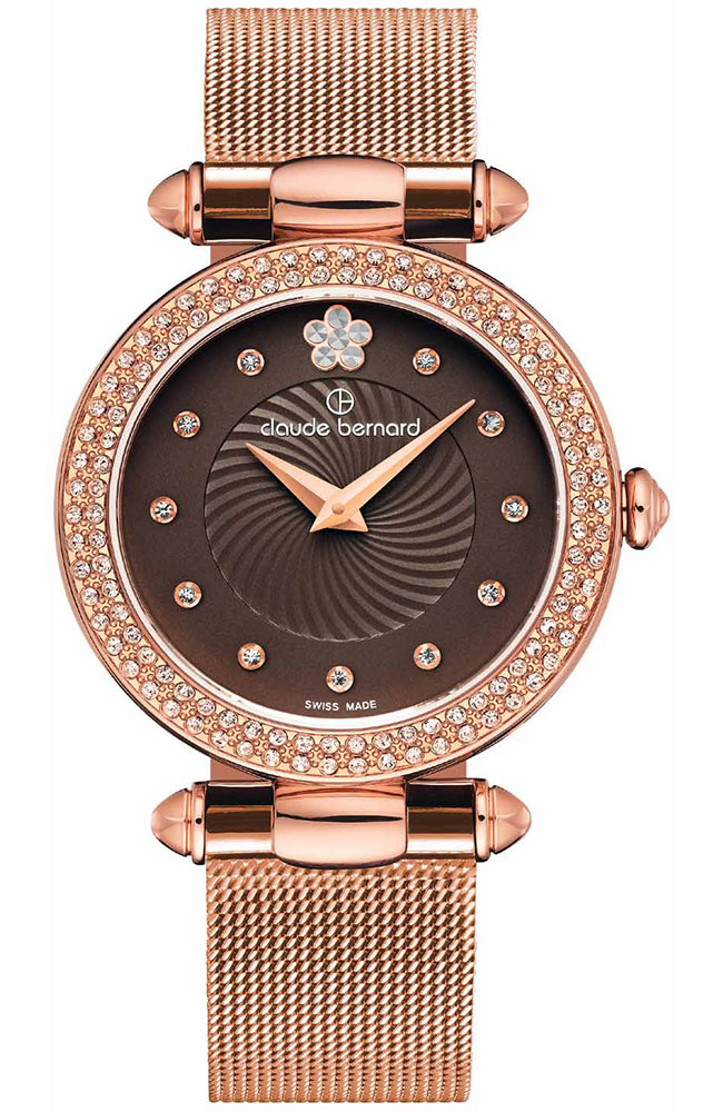 Ladies Watch CLAUDE BERNARD Dress Code Crystals Rose Gold Stainless Steel  Bracelet 2050437RPMBRPR - E-oro.gr CLAUDE BERNARD WATCHES