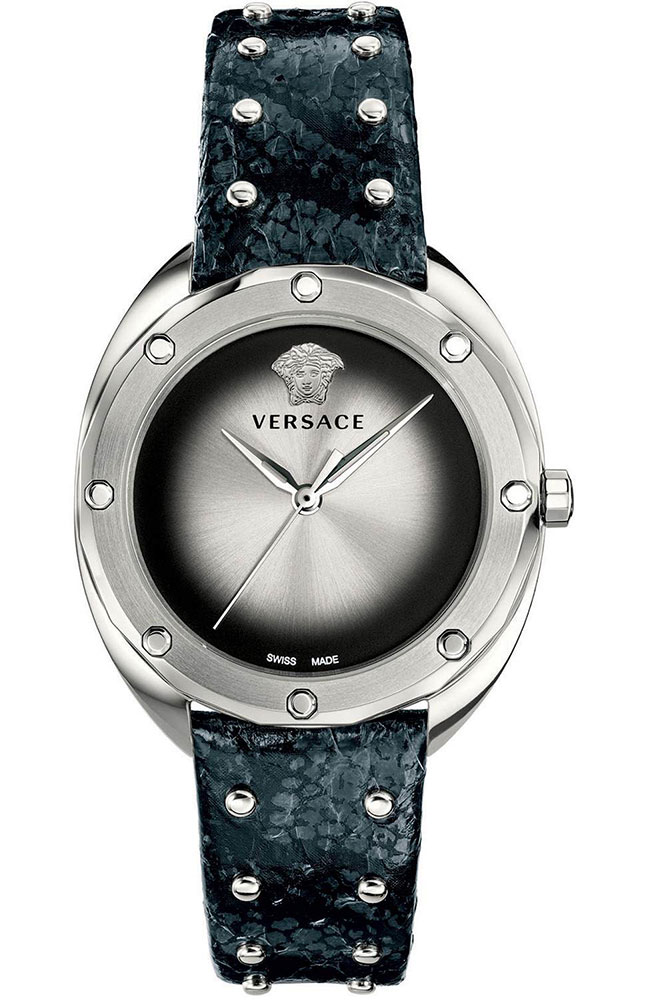 Ladies Watch VERSACE Shadov Black Leather Strap VEBM00118 E-oro