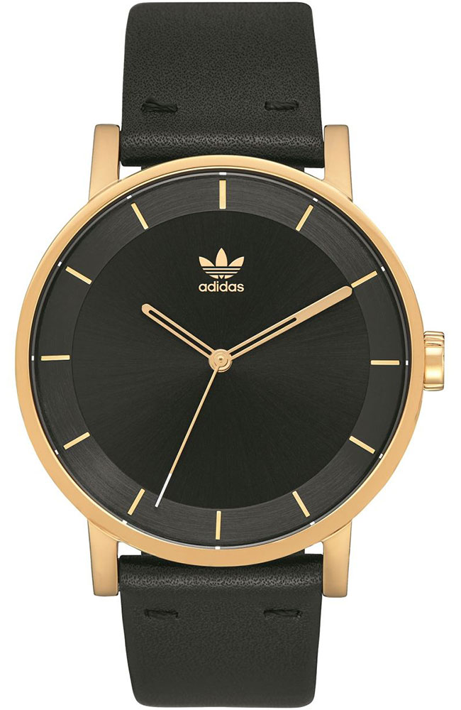 Men's Watch ADIDAS District_L1 Gold Black Leather Strap Z08-1604