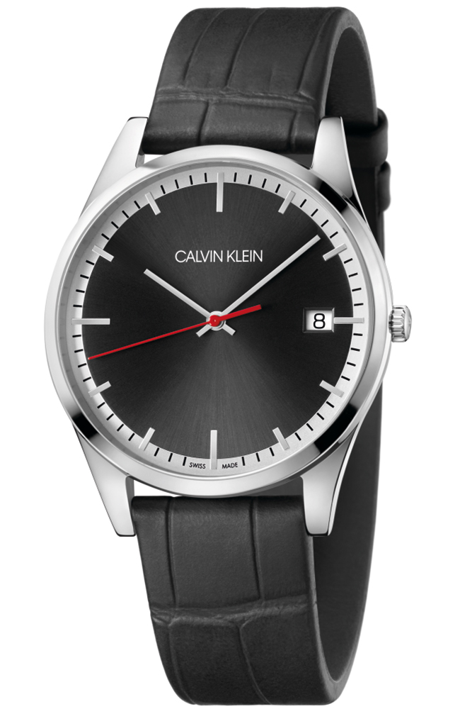 Men's Watch CALVIN KLEIN Time Black Leather Strap K4N211C1 E-oro