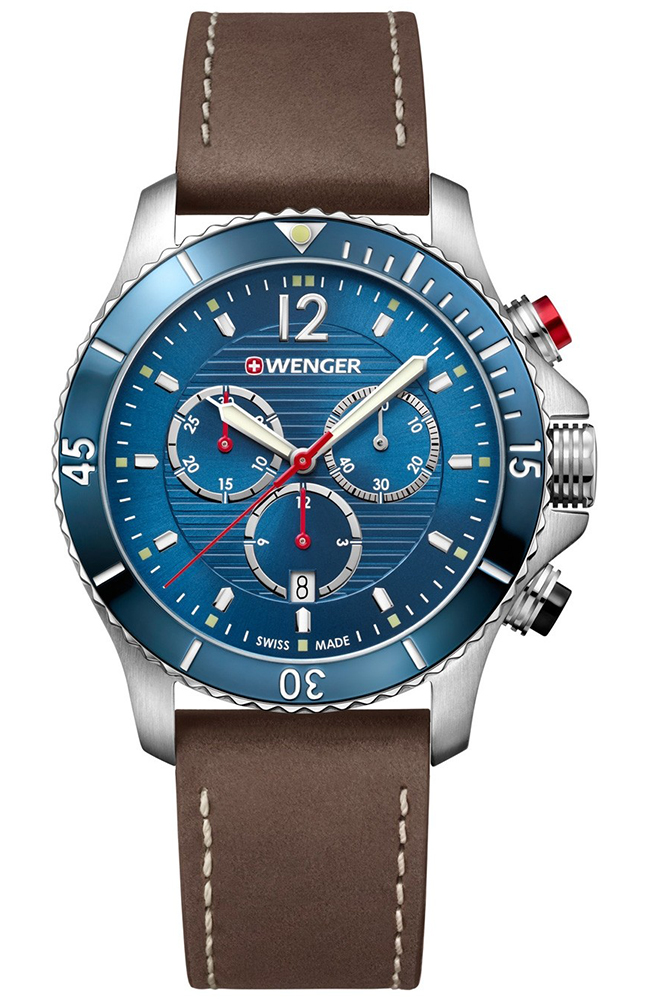 Men's Watch WENGER Seaforce Brown Leather Chronograph W10643116
