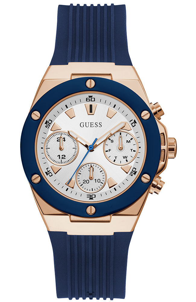 Guess Eclipse White Dial Blue Rubber Strap Watch for Women - GW0315L2