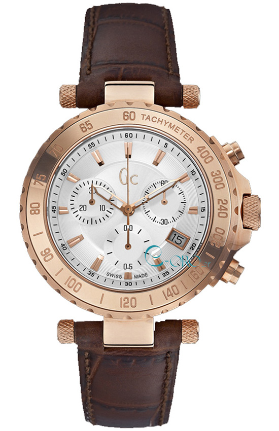 Men's Watch GUESS Collection Rose Gold Brown Leather Strap