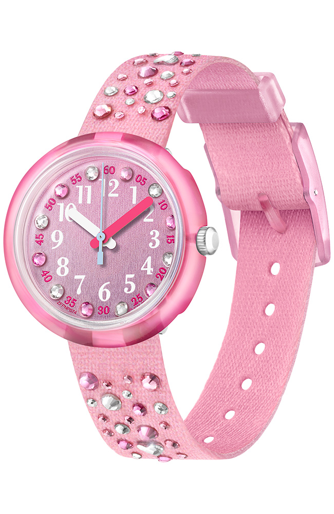 Kids Watch FLIK FLAK Millefeux Crystals Pink Fabric Stap ZFPNP074