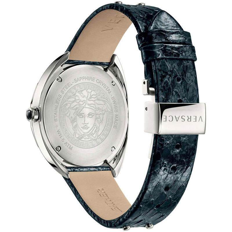 Ladies Watch VERSACE Shadov Black Leather Strap VEBM00118 E-oro