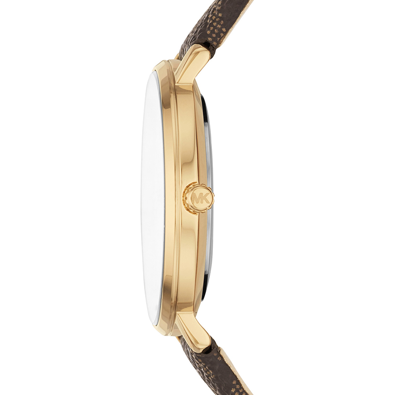 Ladies Watch MICHAEL KORS Pyper Crystals Gold Brown Leather Strap