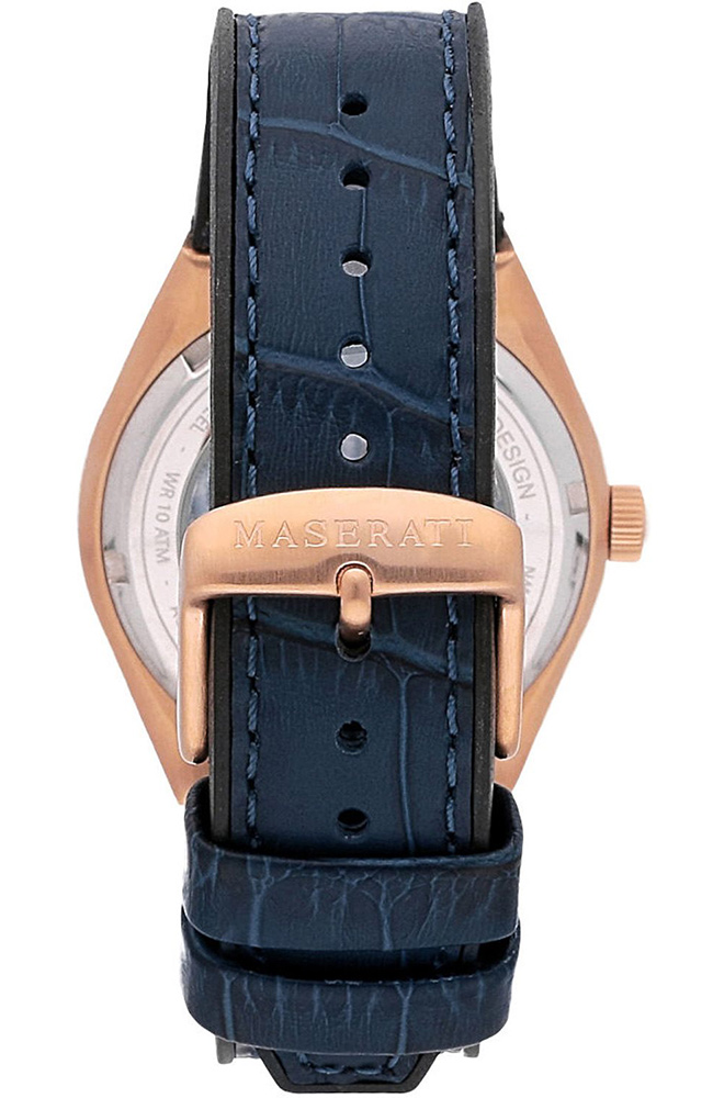 Men's Watch MASERATI Triconic Automatic Blue Leather Strap