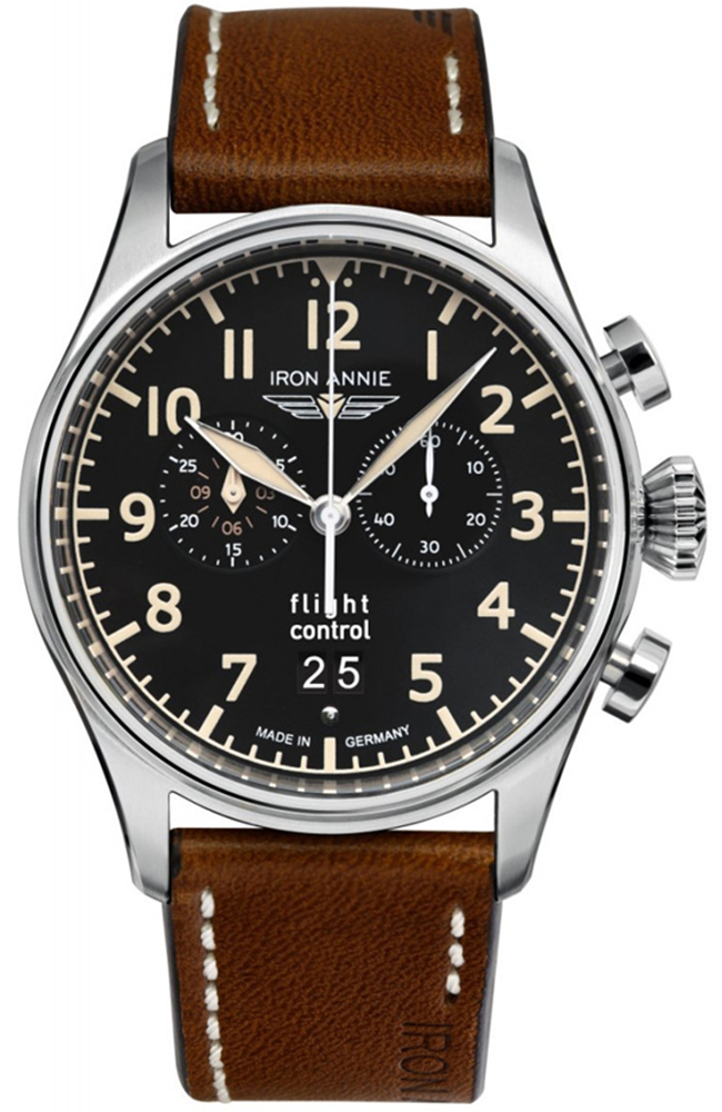 Men's Watch IRON ANNIE Flight Control Brown Leather Chronograph