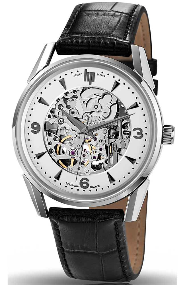 Men's Watch LIP Himalaya 40mm Squelette Automatic Black Leather