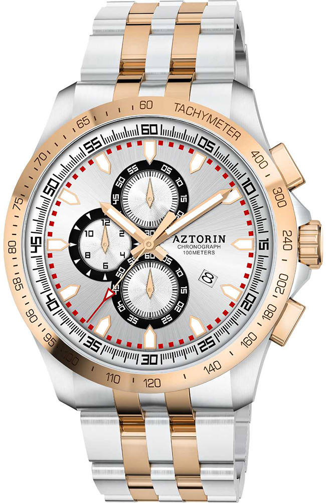Men's Watch AZTORIN Sport Two Tone Stainless Steel Chronograph A082 ...