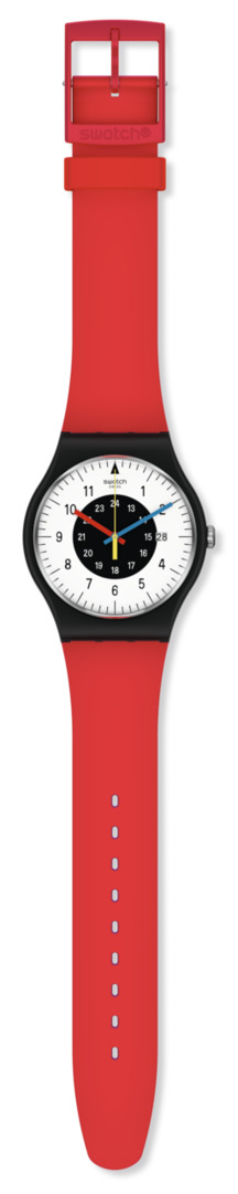 Unisex Watch SWATCH Rouge Noir Red Rubber Strap SO32B401 E-oro