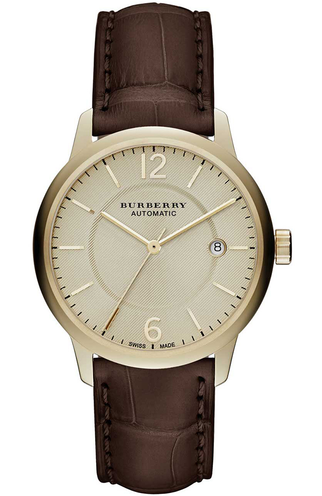 Men's Watch BURBERRY The Classic Round Automatic Brown Leather Strap  BU10302 BURBERRY WATCHES