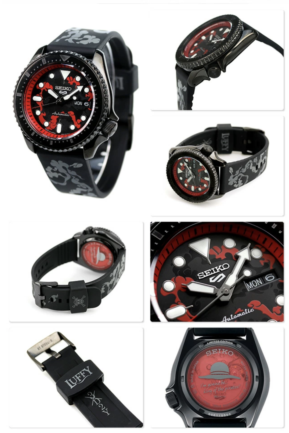 Men's Watch SEIKO 5 Sports One Piece  Luffy Limited Edition  Automatic Two Tone Rubber Strap SRPH65K1  SEIKO WATCHES