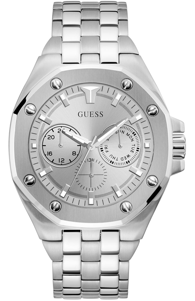 Men\'s Watch GUESS Top Gun Silver Stainless Steel Multifunction GW0278G1 -  E-oro.gr GUESS WATCHES