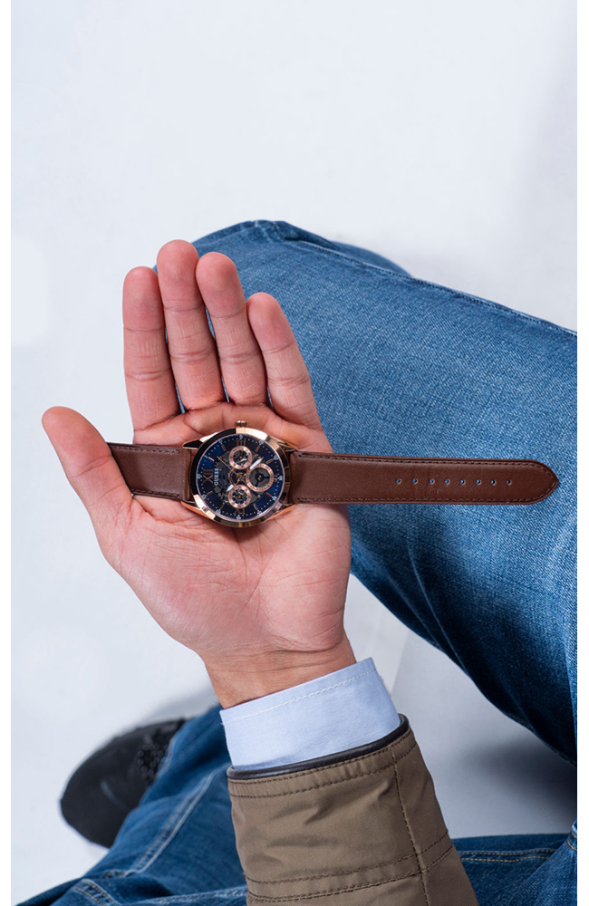 Men's Watch GUESS Tailor Brown Leather Multifunction GW0389G3 E