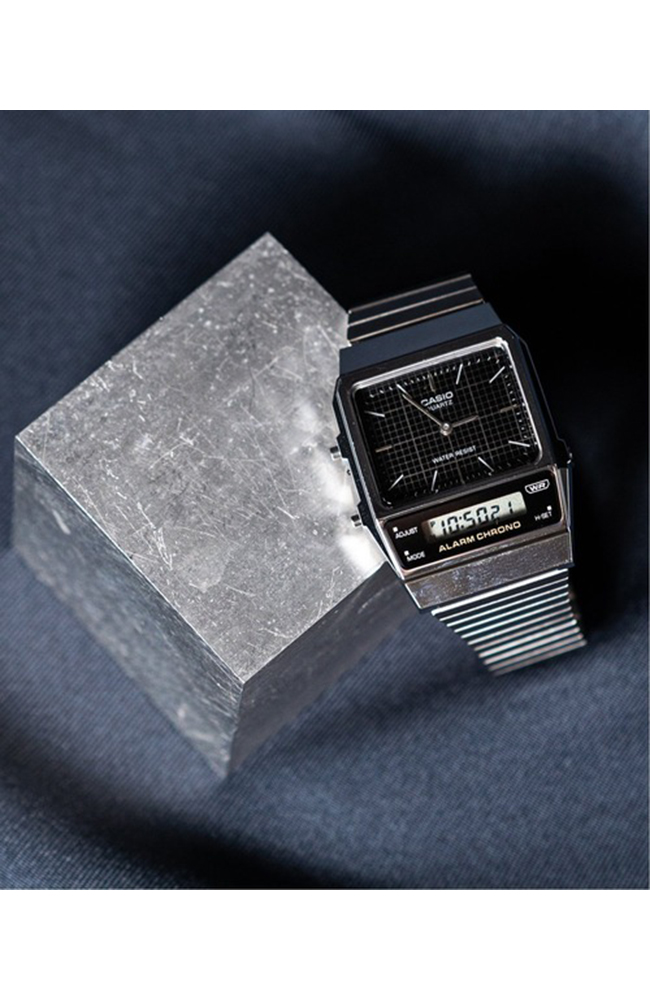 AQ-800E- WATCHES Vintage CASIO Men\'s - 1AEF Silver Stainless Watch Steel Bracelet CASIO E-oro.gr AnaDigi