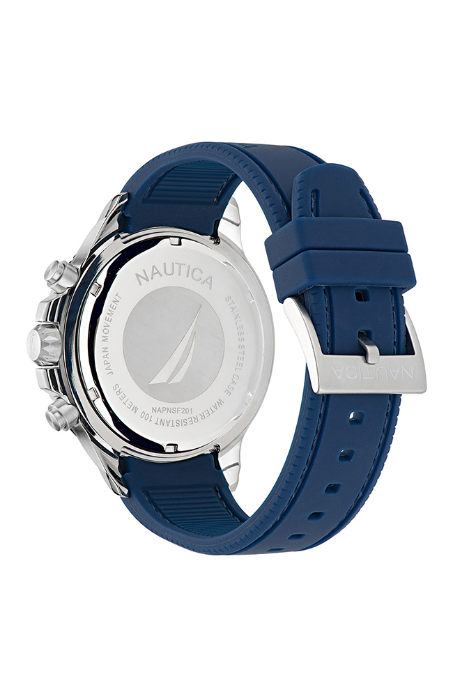 Nautica NAPFWF201, orologio da uomo, argento, cinturino