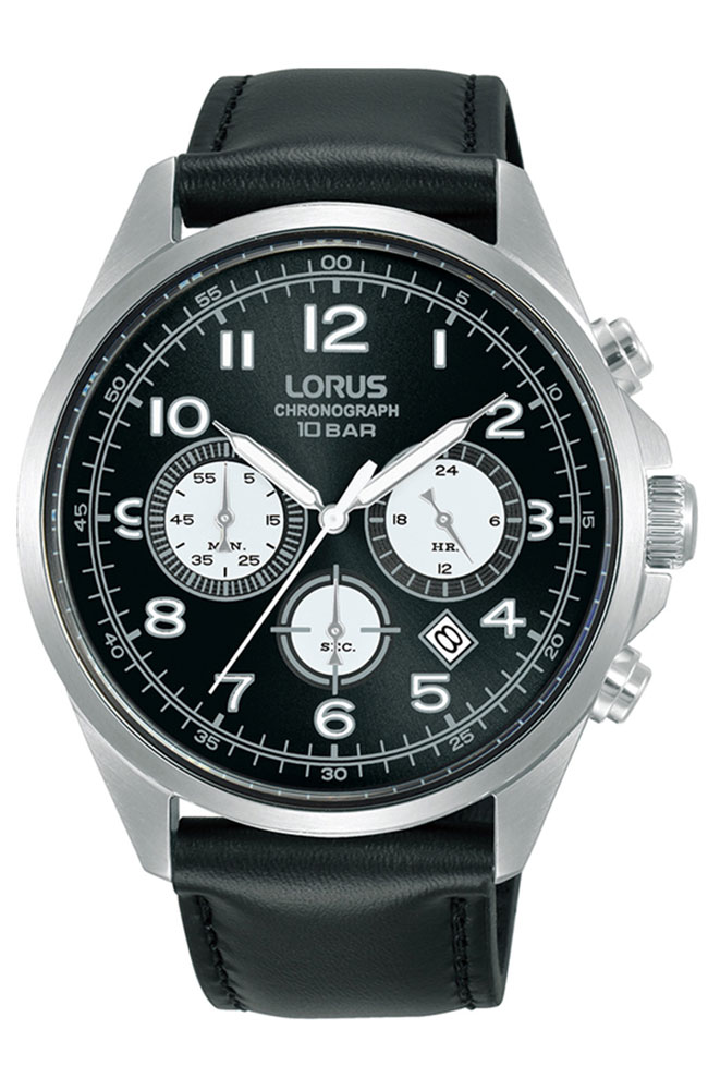 Men\'s Watch LORUS Sports Black Leather Chronograph RT311KX9 - E-oro.gr LORUS  WATCHES