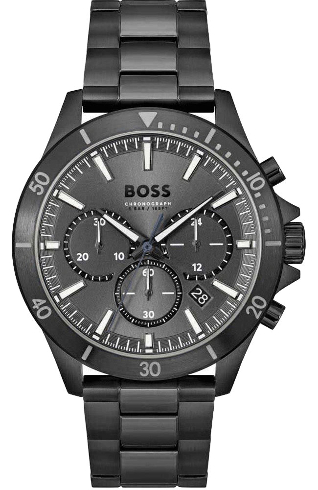 BOSS Stainless Chronograph - watch 1514058 WATCHES E-oro.gr Troper BOSS Black Hugo Men\'s Boss Steel Bracelet
