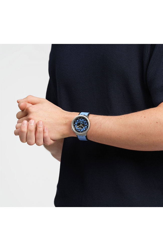 Unisex Watch SWATCH Blue Daze Blue Rubber Strap SB07S106 - E