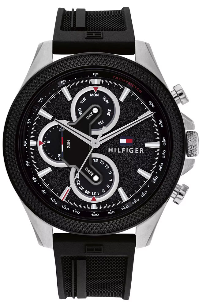 Men's Watch Tommy HILFIGER Multifunction Black Rubber Strap 1792082 -  E-oro.gr TOMMY HILFIGER WATCHES