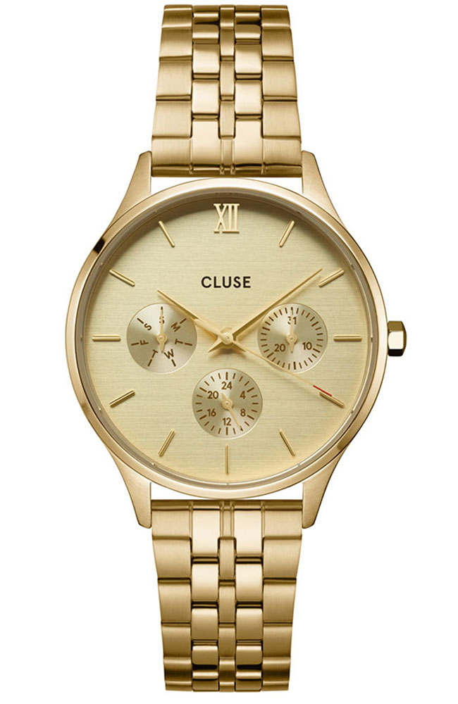 Ladies Watch CLUSE Minuit Multifunction Gold Stainless Steel Bracelet ...