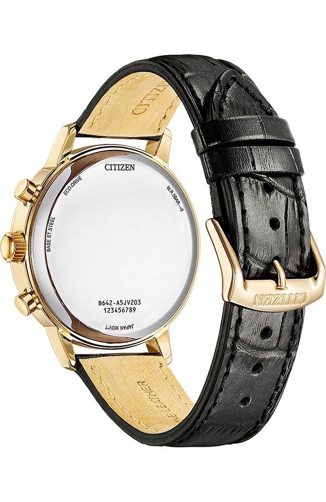 Citizen Orologio Uomo Eco-Drive CA7067-11H - Cronografo Al Quarzo, Cinturino In Pelle Nera, Cassa 41mm