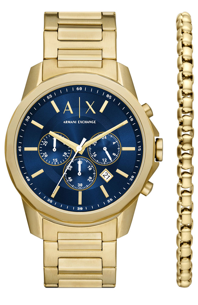 Men's Watch ARMANI EXCHANGE Chronograph Set Gold Stainless Steel